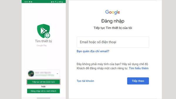 Đăng nhập vào Find My Device