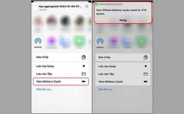 Kết quả số lần sạc iPhone sẽ được thống kê