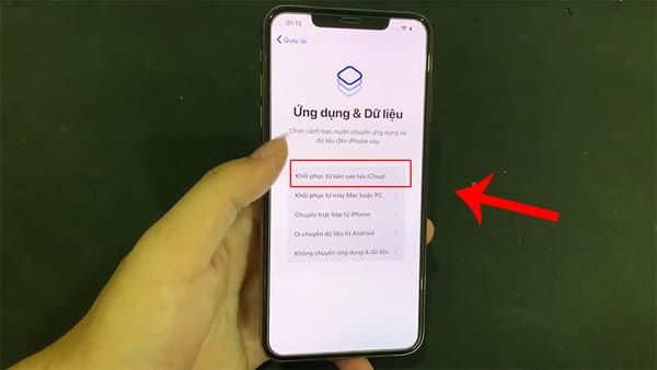 Khôi phục từ bản sao lưu iCloud