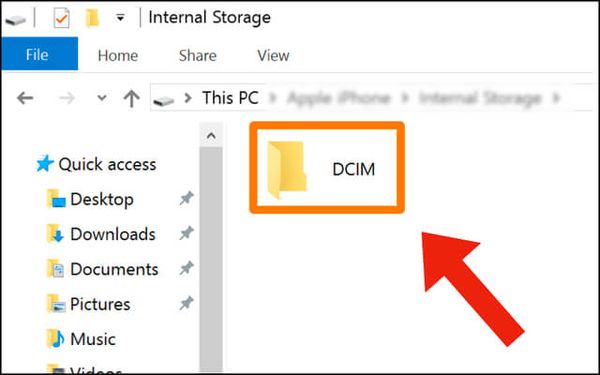 Tìm và chọn vào thư mục DCIM trên máy tính