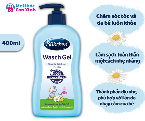 Sữa tắm gội Bubchen Wash Gel dành cho trẻ sơ sinh 400ml
