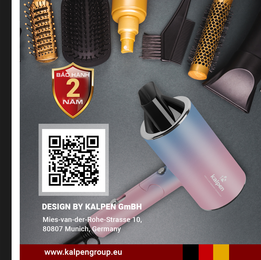 Máy sấy tóc Kalpen HDK-3602, Công suất 1800W