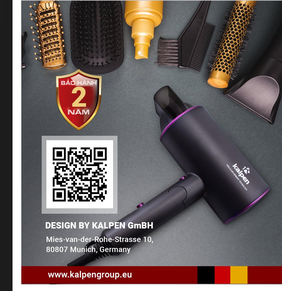 Máy sấy tóc Kalpen HDK-3601 Công suất 1800W