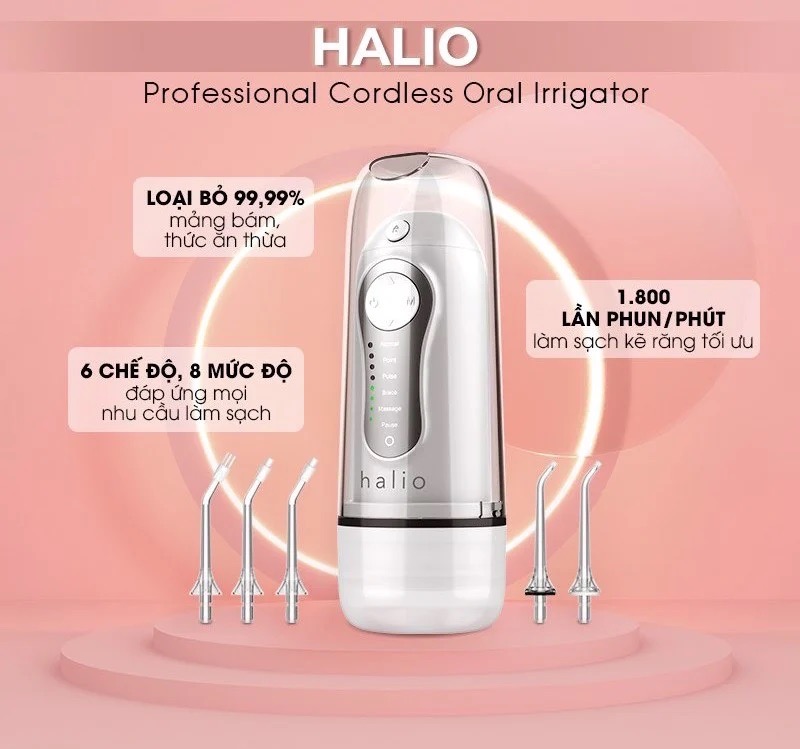 Máy tăm nước cầm tay Halio 6 chế độ Professional Cordless Oral Irrigator