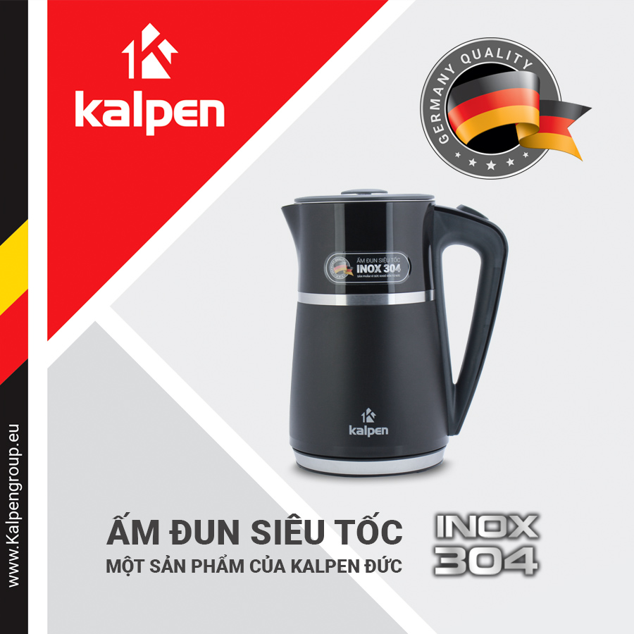 Ấm Đun Nước Siêu Tốc 3 Lớp Kalpen, 1.7L-2200W