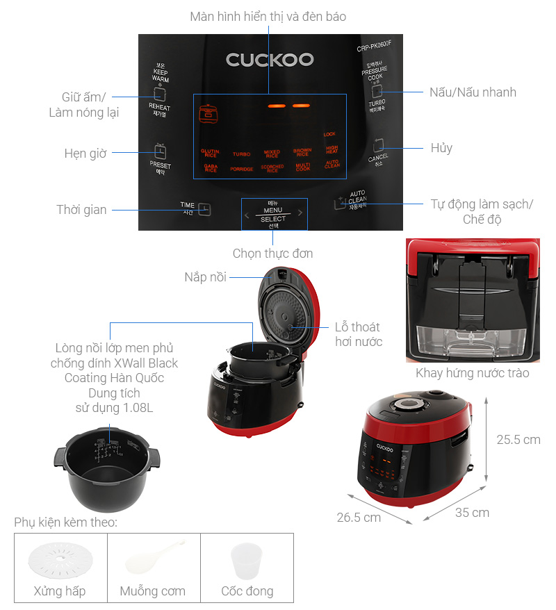 Nồi cơm điện Cuckoo 1.08 lít CRP-PK0600F