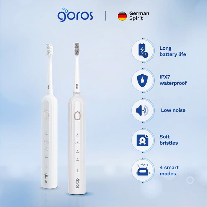 Bàn Chải Điện GOROS Smooth Electric Toothbrush - Thiết kế thanh lịch, nhỏ gọn, tiện lợi