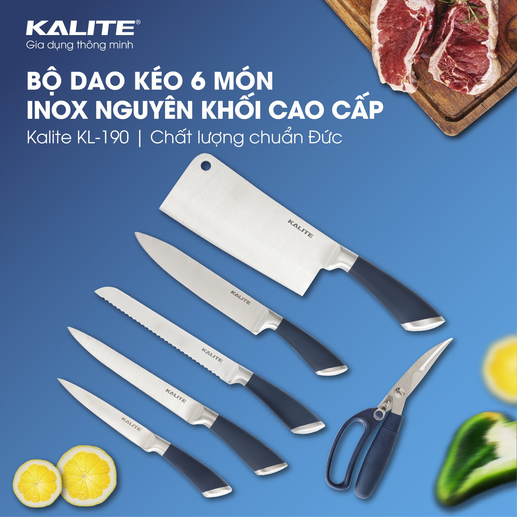 Bộ dao kéo inox Kalite KL-190