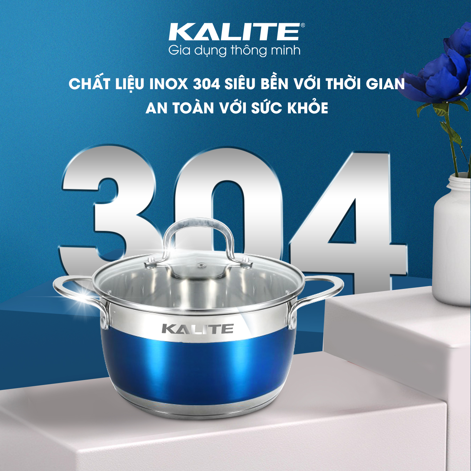 Bộ nồi chảo inox 5 đáy nắp kính Kalite KL-336 - Chất liệu Inox 304 siêu bền với thời gian, dùng cho mọi loại bếp