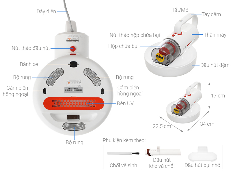 Máy hút bụi đệm giường Deerma CM1300