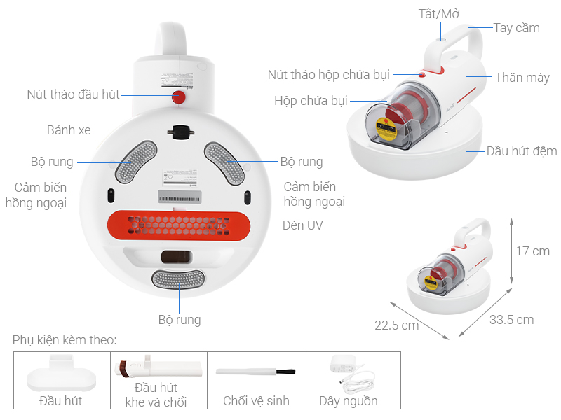 Máy hút bụi đệm giường Deerma CM1900