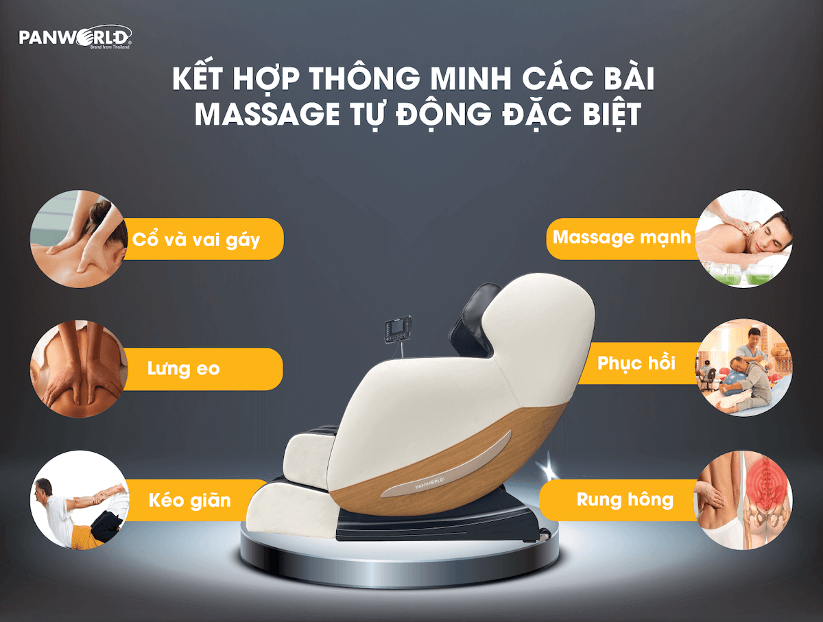 GHẾ MASSAGE PANWORLD PW-4219 - Kết hợp thông minh các bài massage tự động đặc biệt.