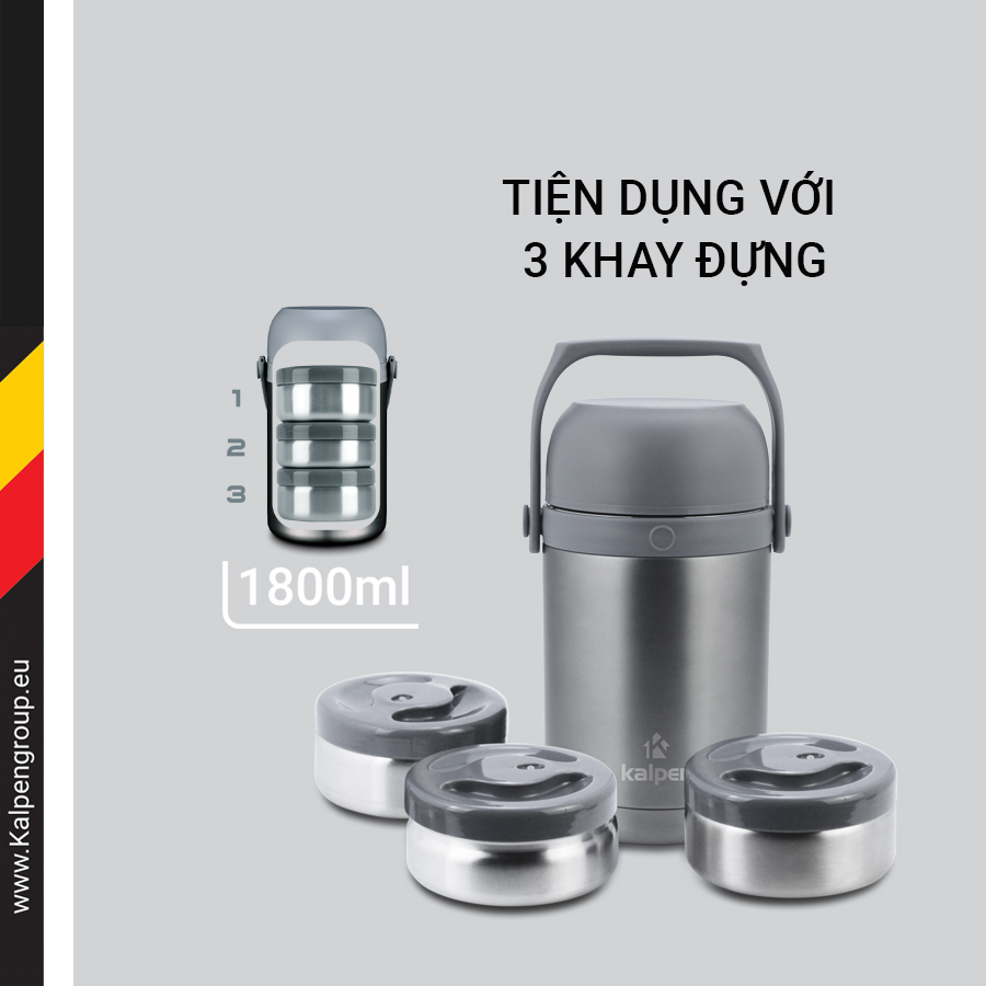 Hộp cơm giữ nhiệt 3 ngăn Inox Kalpen KP-368