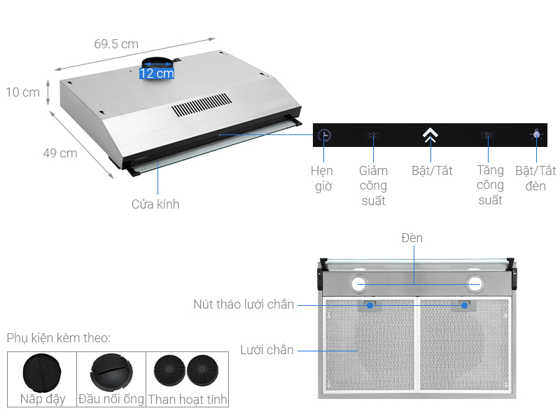 Máy hút mùi âm tủ Hafele HC-BI70B (538.86.095)