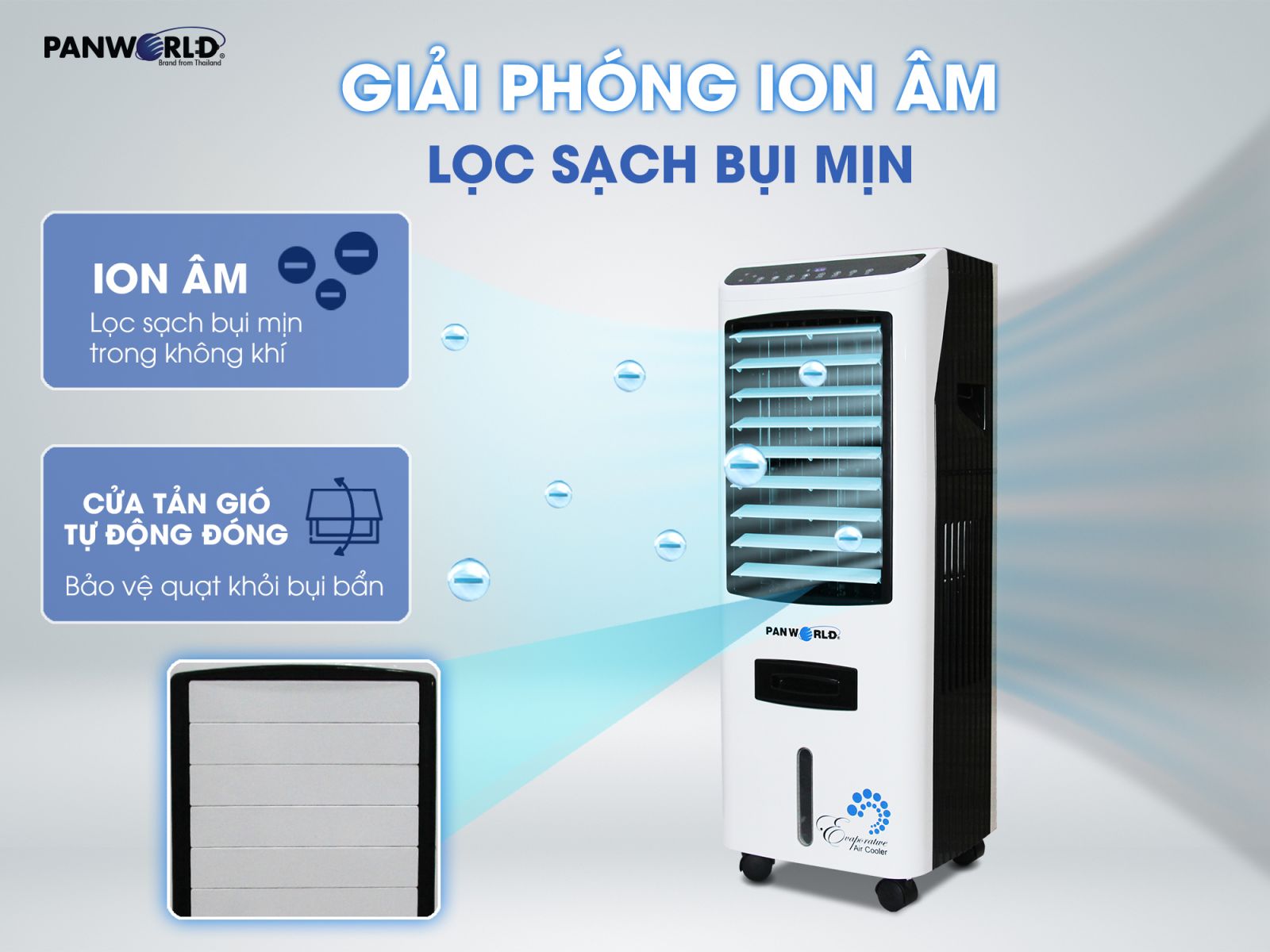 MÁY LÀM MÁT PANWORLD PW-026 - Giải phóng ion âm lọc sạch bụi mịn trong không khí và đem lại cảm giác thư thái, dễ chịu