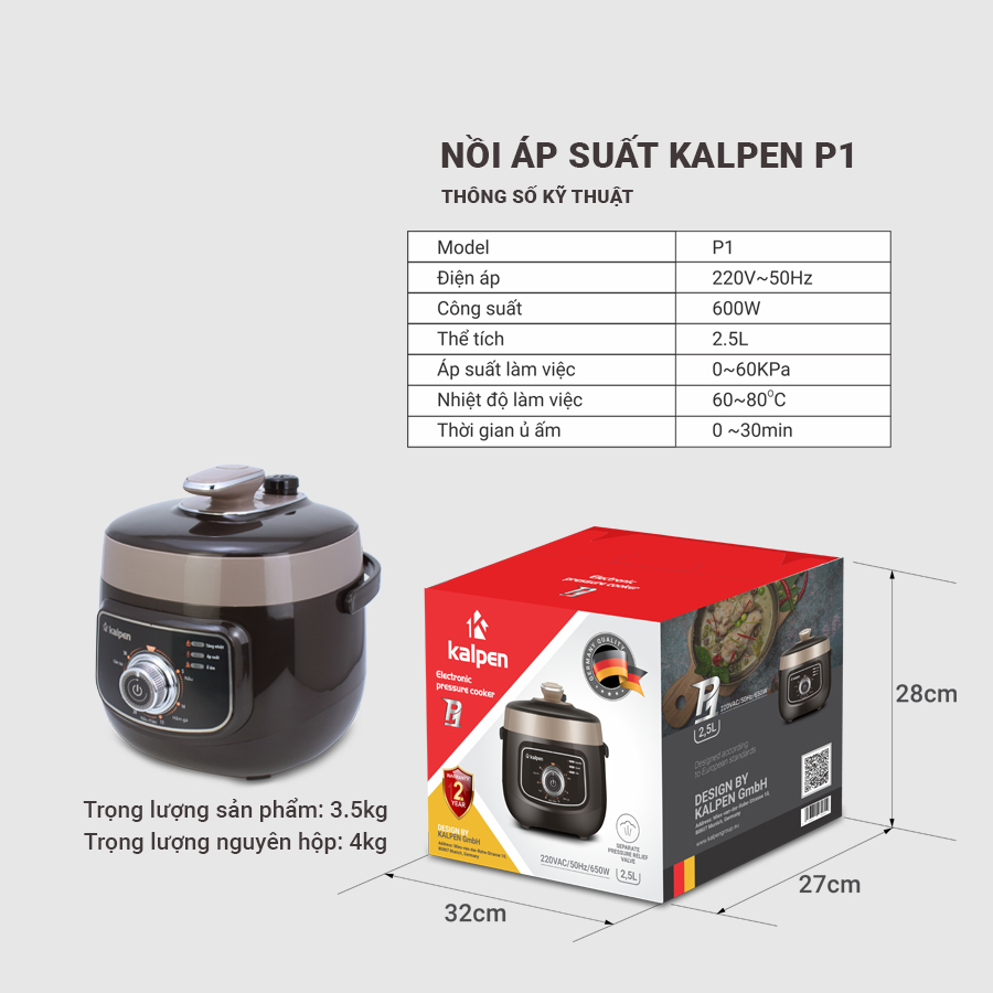 Nồi Áp Suất Điện 2.5L Kalpen - P1