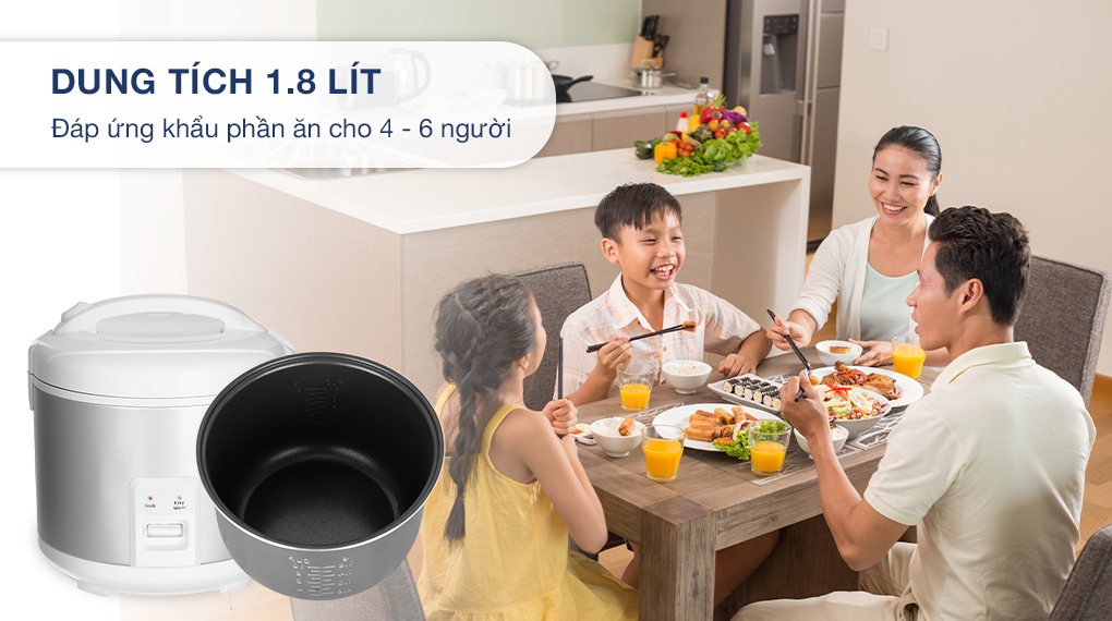 Nồi cơm nắp gài 1.8 lít Panasonic SR-MVN18LRAX - Dung tích 1.8L