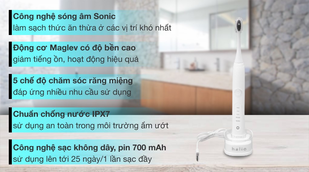 Bàn chải điện Halio Sonic Whitening Toothbrush PRO