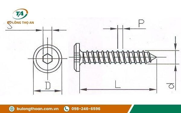 Cấu tạo của vít gỗ lục giác chìm
