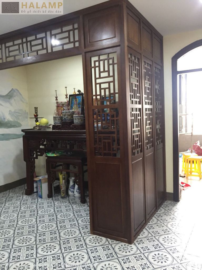 Mẫu vách bàn thờ nhà phố công trình Khâm thiên 2