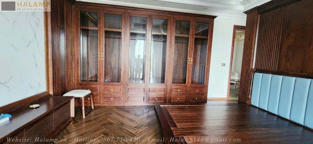 Thiết kế thi công phòng ngủ với gỗ Óc Chó