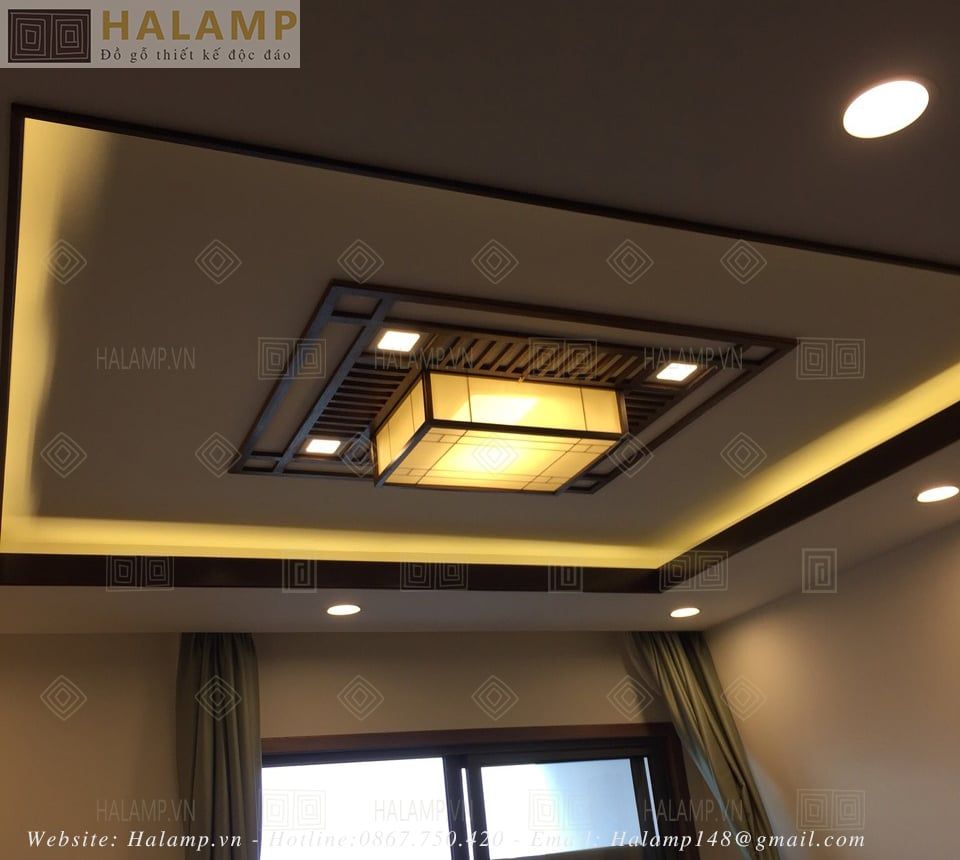 Tranh trí trần kết hợp đèn lụa