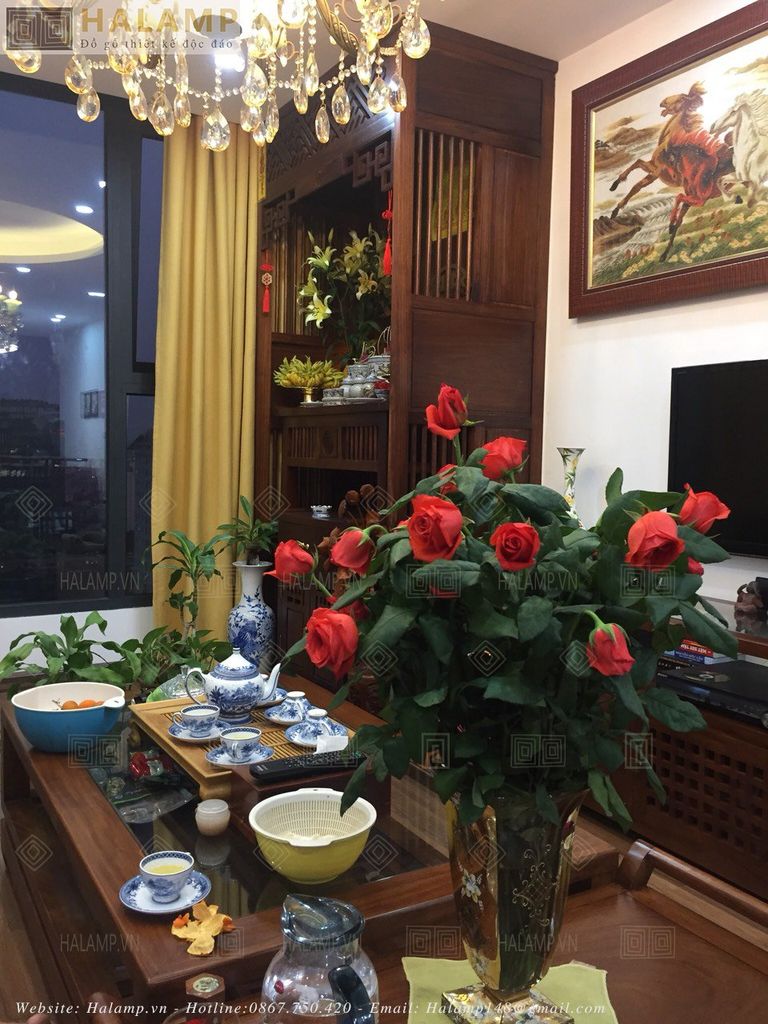 Cắm hoa phòng khách nội thất Việt