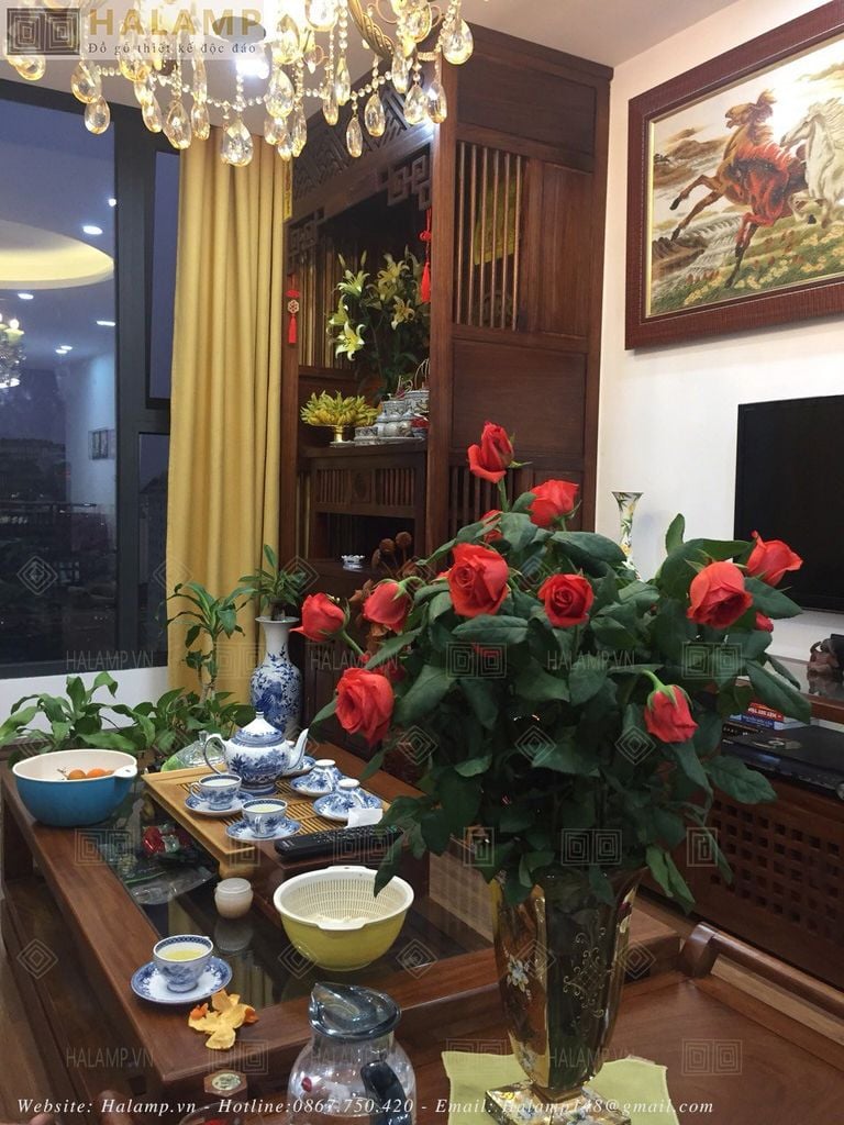 Hình ảnh thực tế phòng khách đặt bàn thờ