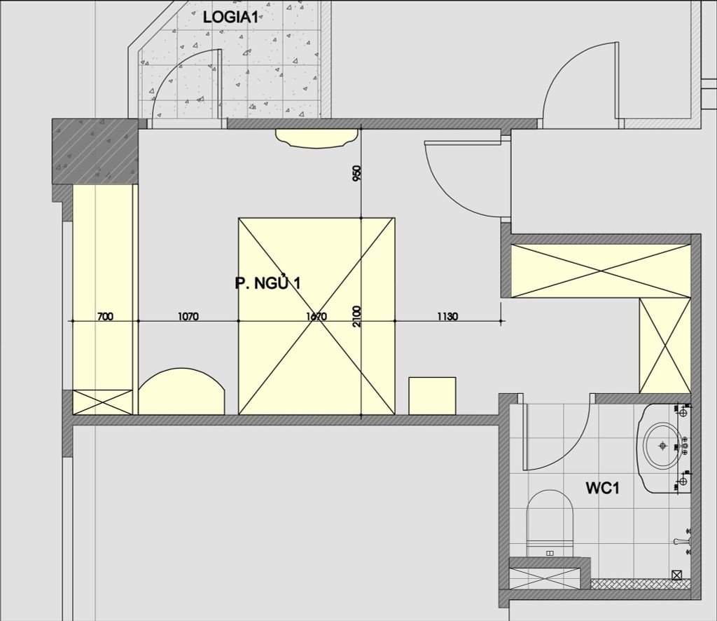 Mặt bằng phòng ngủ master căn hộ vinata tower