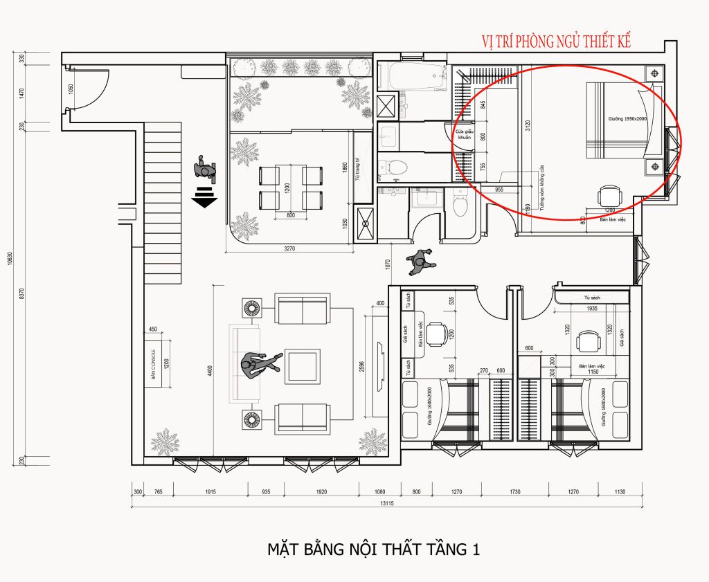 thiết kế phòng ngủ hòa trộn indochine và đồ gỗ grandbois