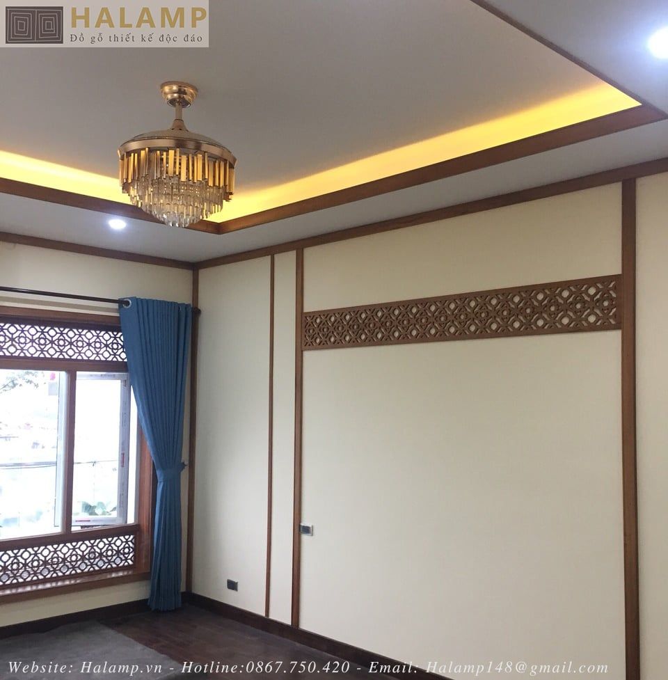 Trang trí trần gỗ liên kết với tường