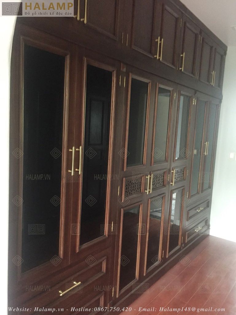 Tủ áo gỗ Sồi kết hợp vernia Sồi