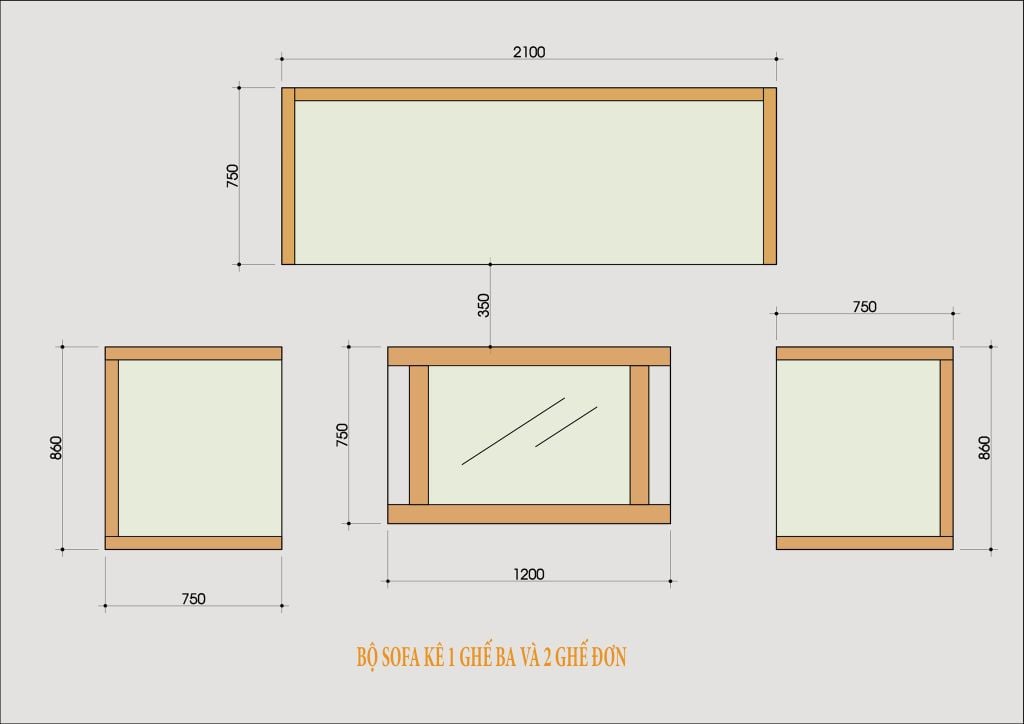 kích thước bộ ghế sofa gỗ tự nhiên