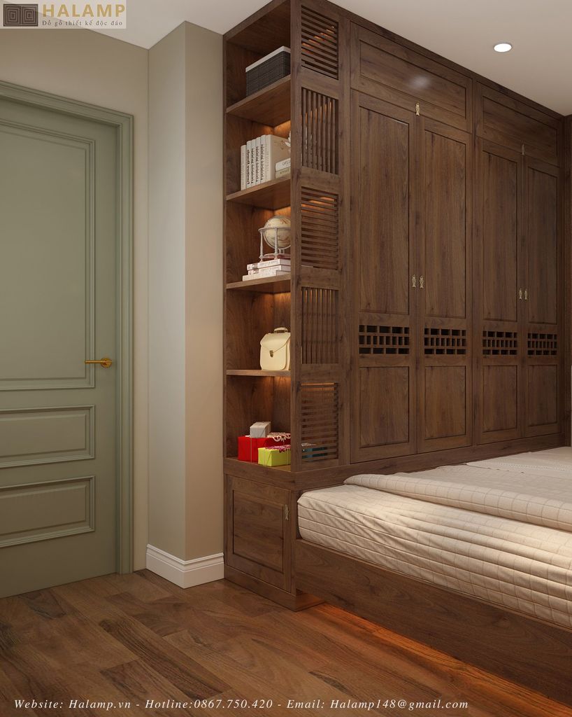 Mẫu tủ áo thiết kế thi công gỗ tự nhiên đẹp