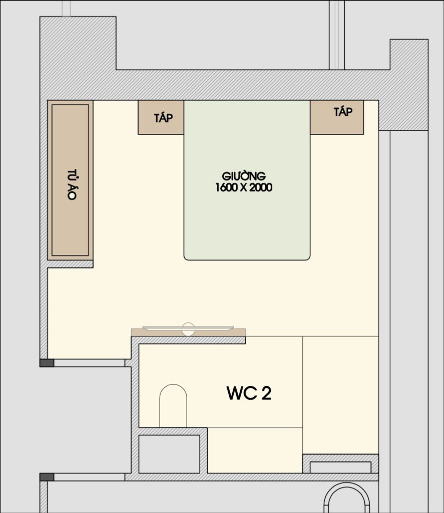 Mặt bằng phòng ngủ master căn hộ Number one