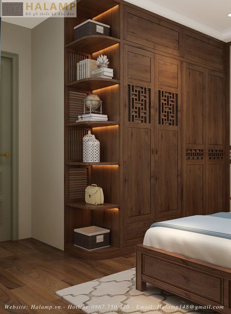 Mẫu tủ áo thiết kế thi công gỗ tự nhiên đẹp