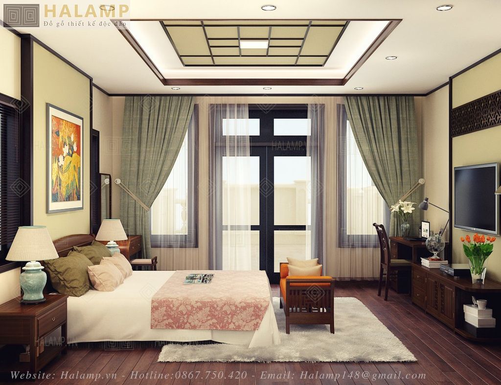 Trang trí trần kết hợp giấy dán trần