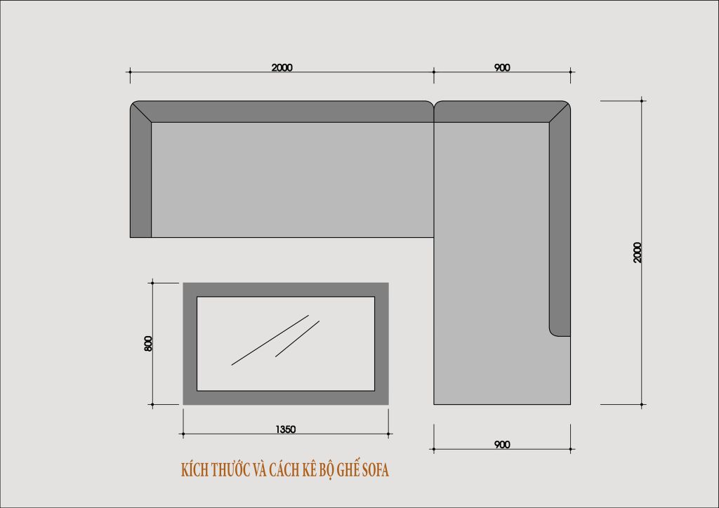kích thước sofa góc tay vuông