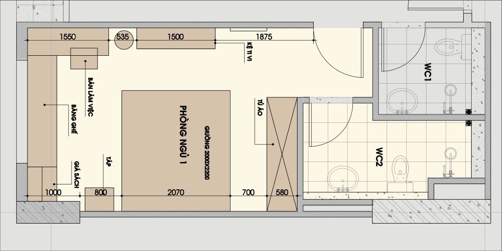 Mặt bằng phòng ngủ master căn hộ An Bình city