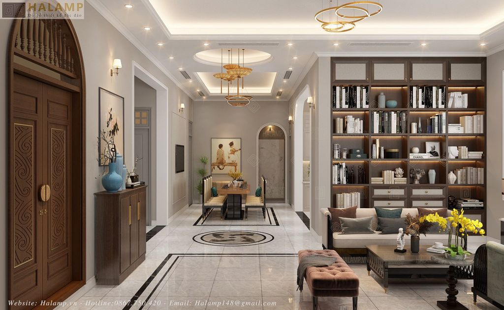 Hình ảnh tổng thể thiết kế phòng cách tân cổ điển