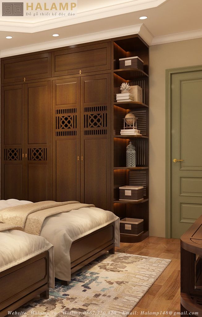 Mẫu tủ áo thiết kế thi công gỗ tự nhiên đẹp