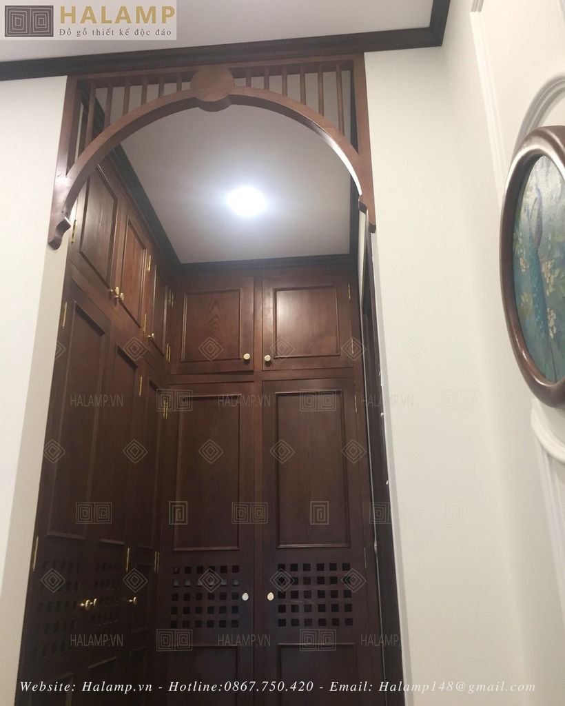 Tủ áo gỗ Sồi với tone mầu nâu