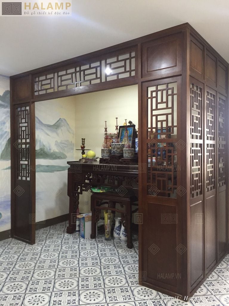 Thi công vách trang trí ngăn phòng thờ