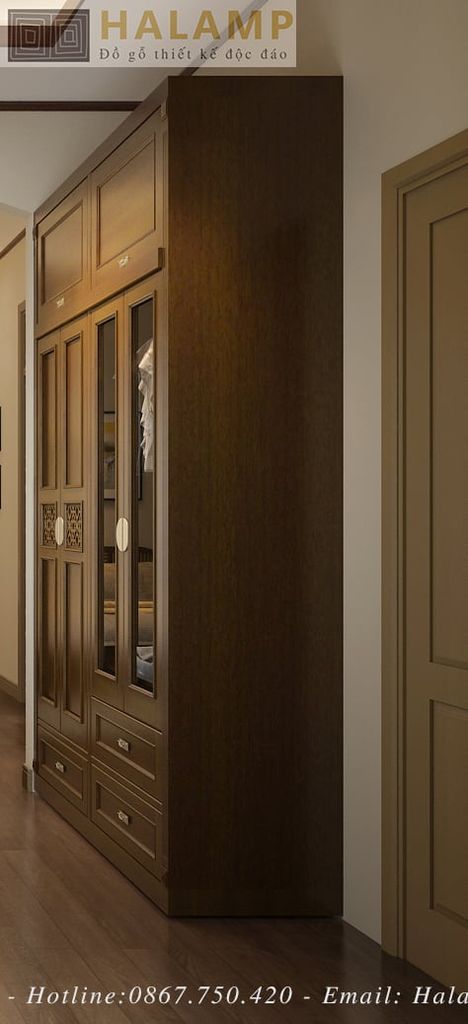 Mẫu tủ áo thiết kế thi công gỗ tự nhiên đẹp