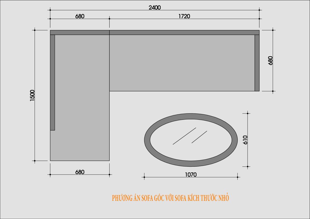 sofa góc kích thước nhỏ