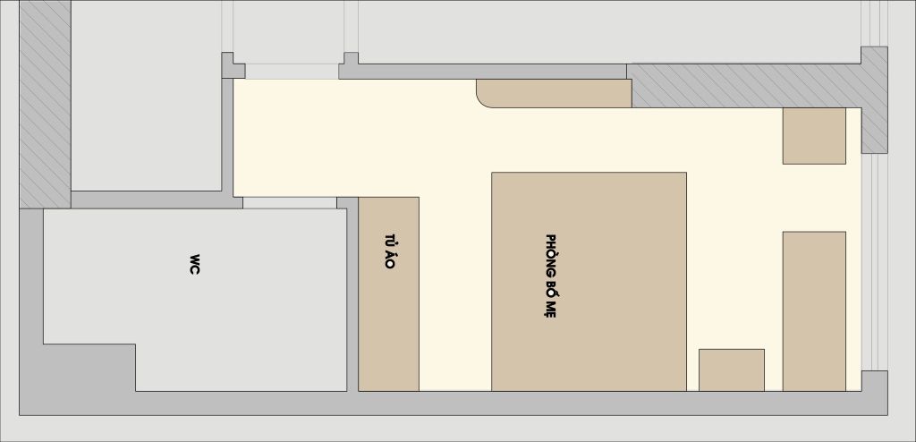 Mặt bằng phòng ngủ master căn hộ Rubik cầu Giấy