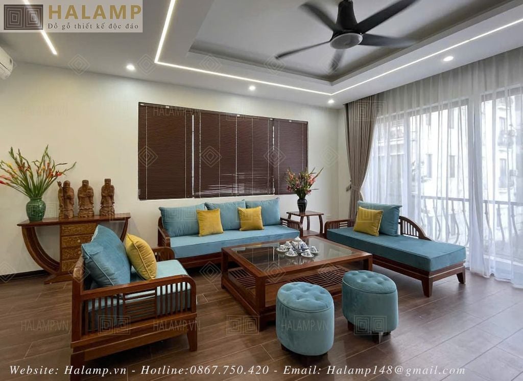 Bộ sofa gỗ Gụ nhà liền kề