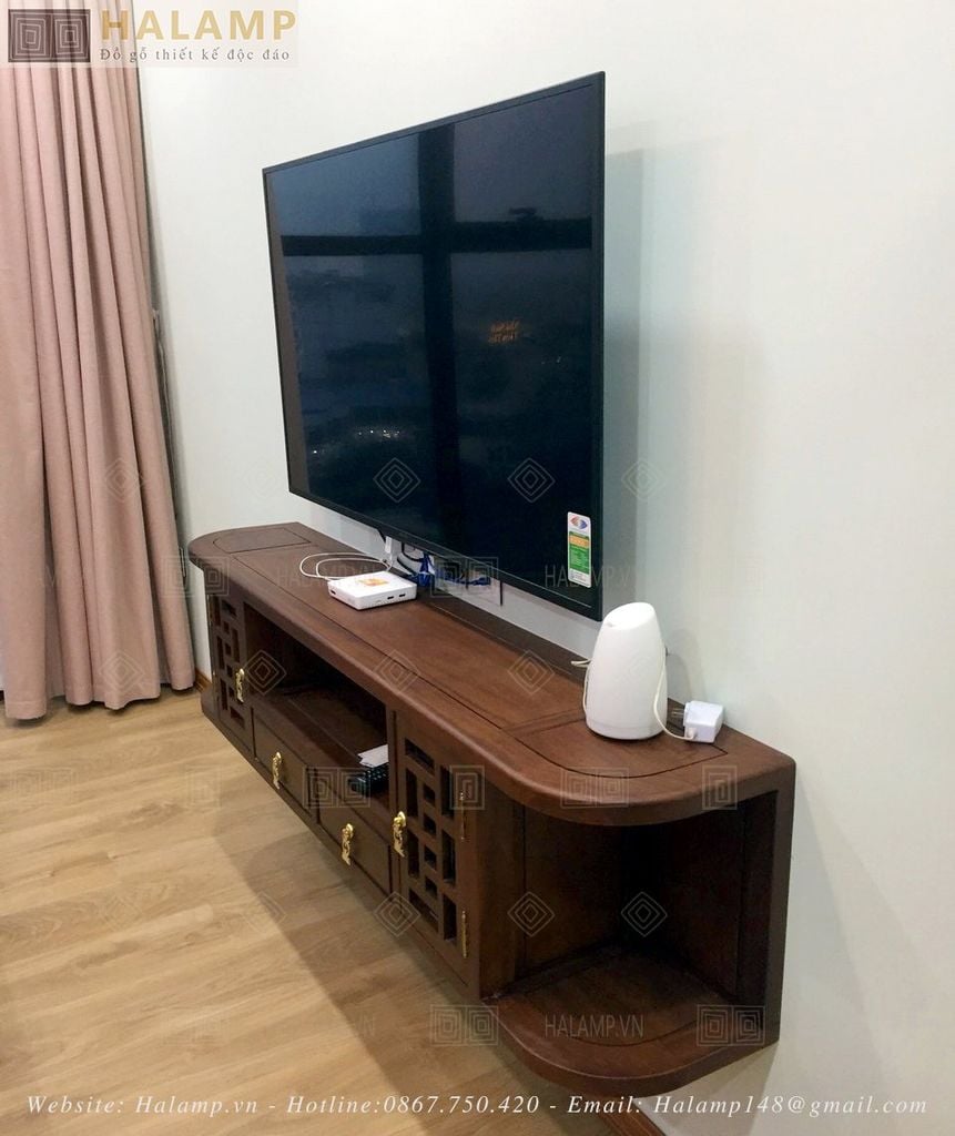 kệ ti vi treo gỗ tự nhiên