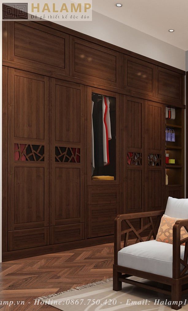 Mẫu tủ áo thiết kế thi công gỗ tự nhiên đẹp