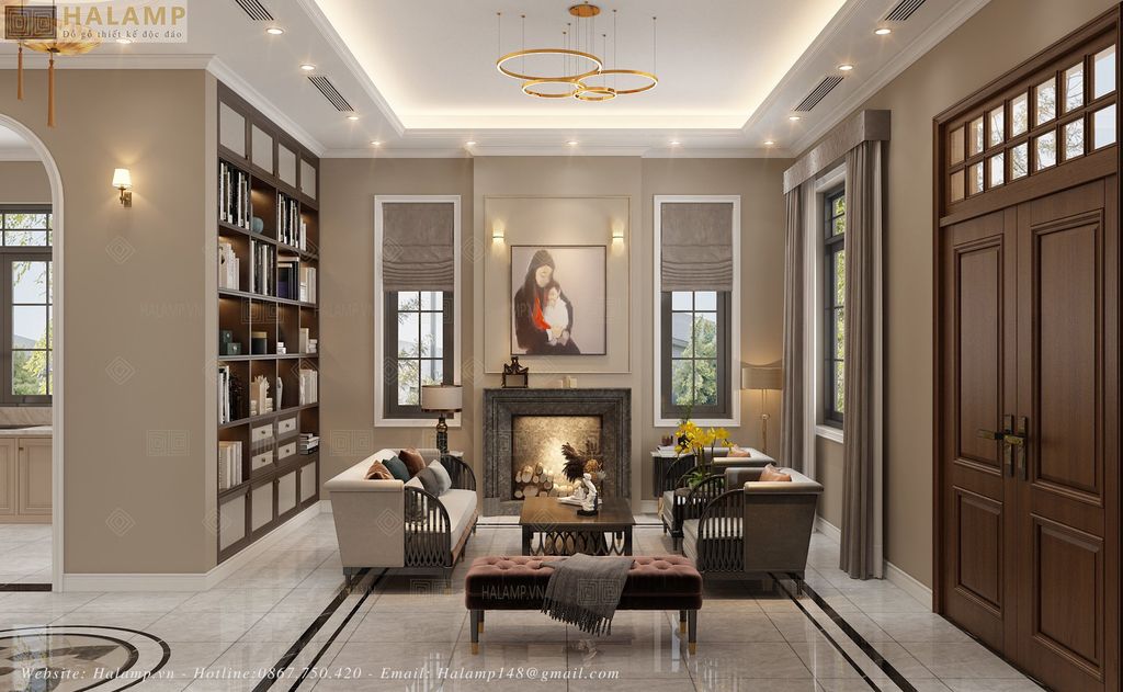 hình ảnh thiết kế phòng khách với bộ sofa mant làm điểm nhấn